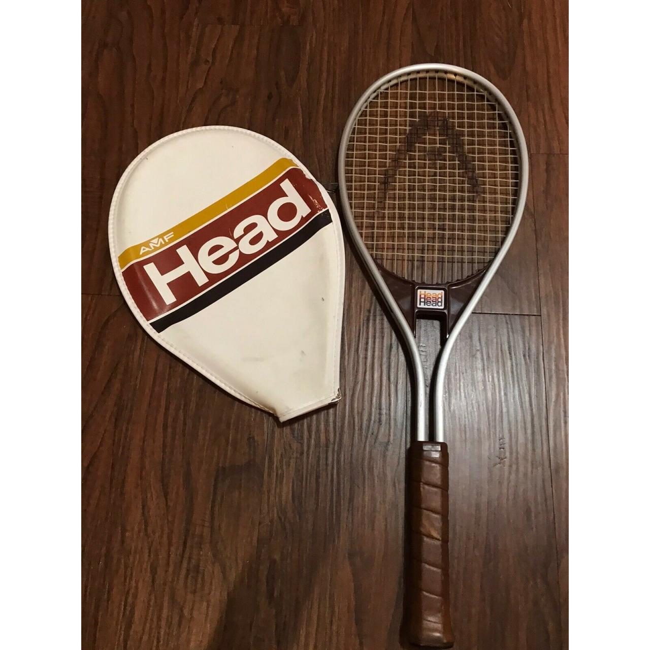 70S AMF HEAD TENNIS RACQUET Aluminum w/ Cover 4 3/8'' Vintage